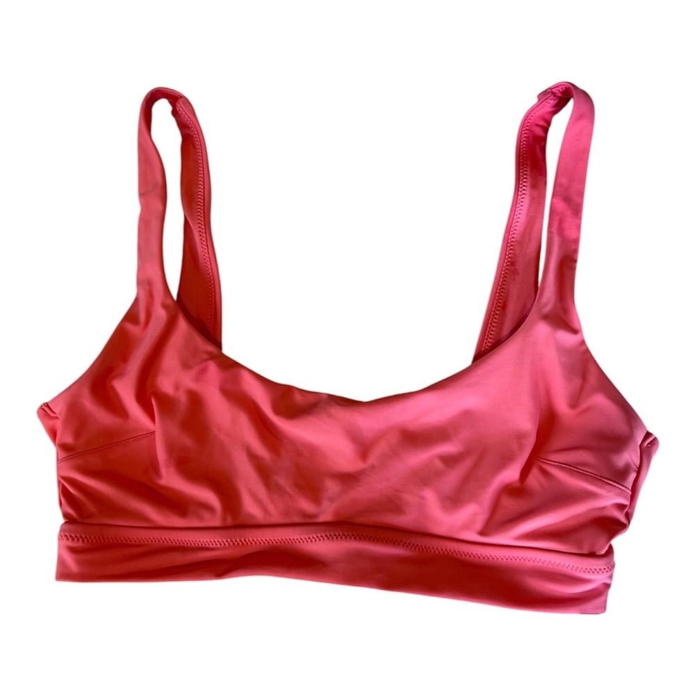 NWT Aerie Scoop Bikini Top Size M Solid Coral Wide Straps Low Back MSRP $30